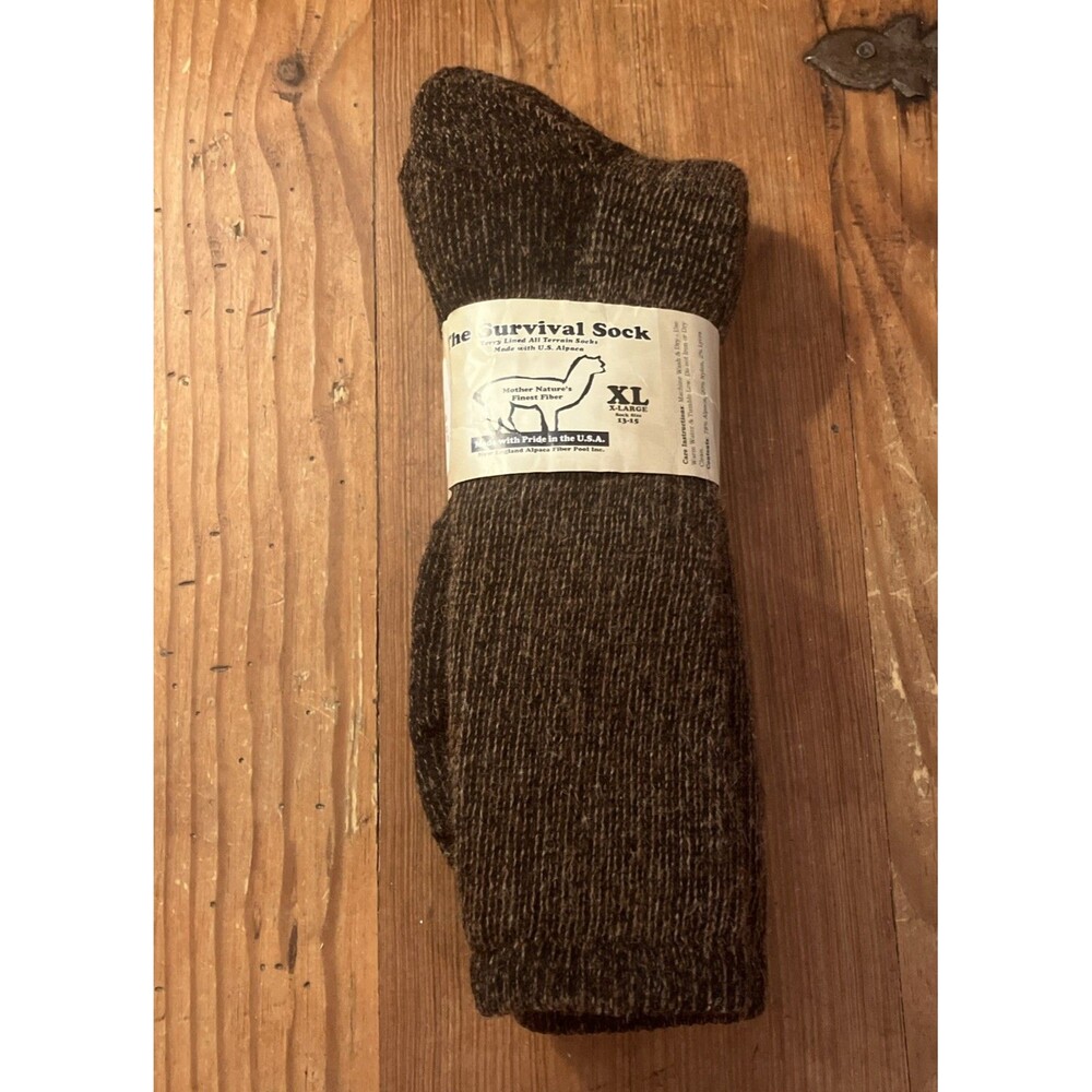 Alpaca Survival Socks XL (Size 13-15) Brown